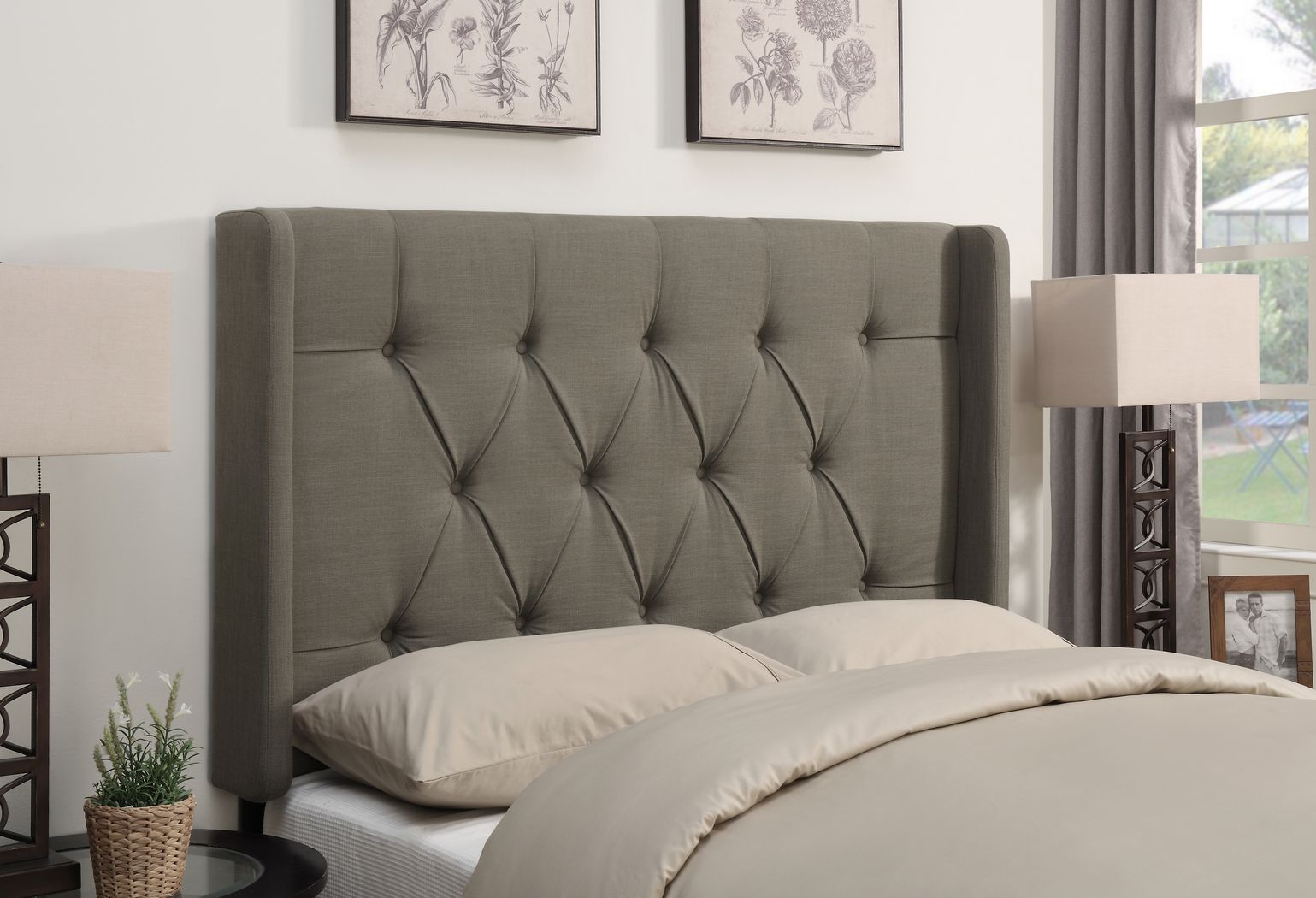Livia Taupe King Upholstered Headboard - Rooms To Go