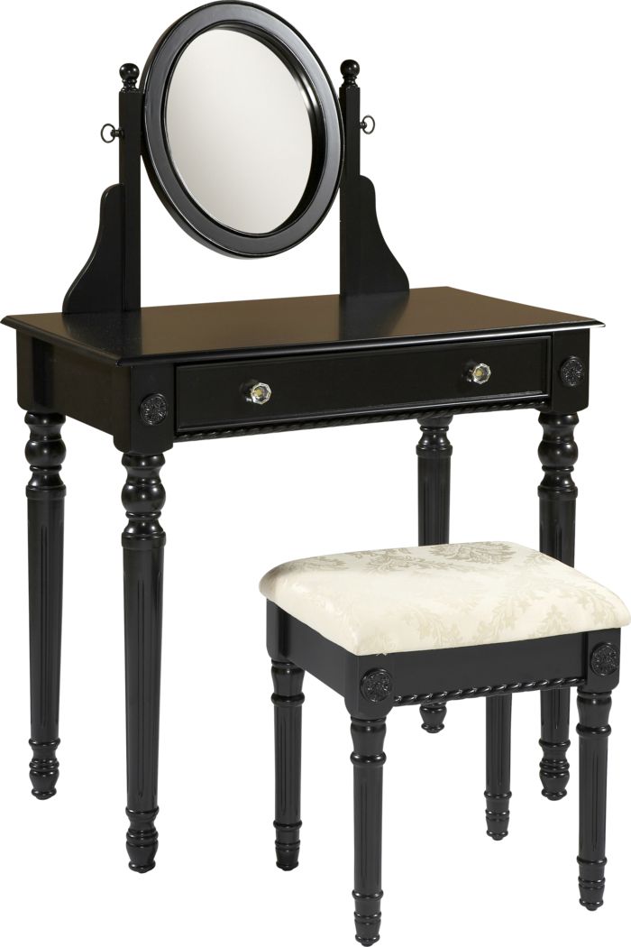 Makeup Vanity Table Mirror, Bobkona F4079 St Croix Collection Vanity Set With Stool