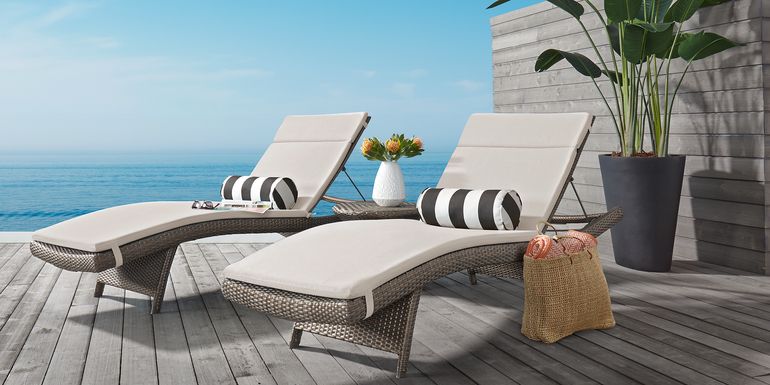 Luna Lake Gray 4 Pc Outdoor Chaise Set with Canvas Cushions