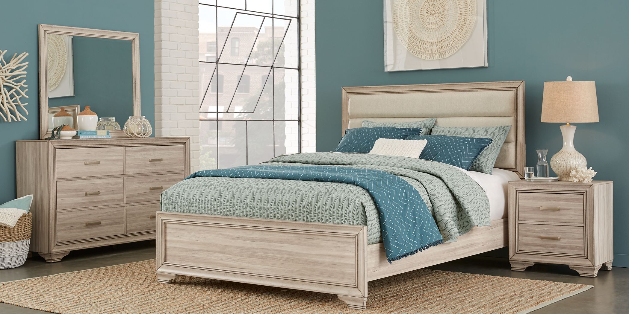 Marlow Natural 7 Pc Queen Panel Bedroom Rooms To Go