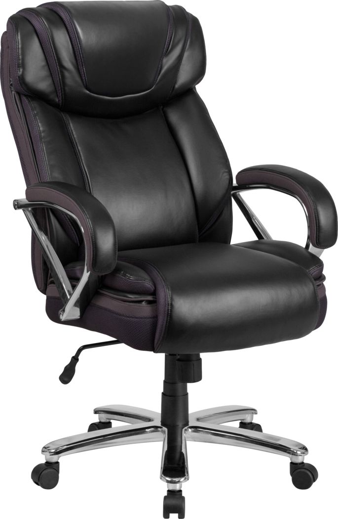LANDSUN Modern High Back Office Chair Leather Ribbed Swivel Tilt Adjustable Home Computer Desk Chair with Armrest Executive Ergonomic White 