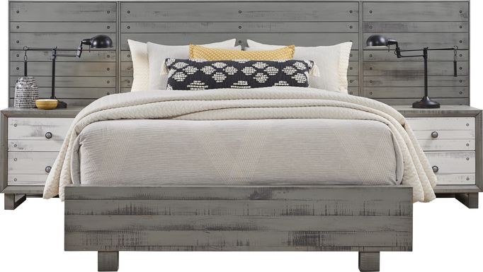 Merriwood Hills Gray 7 Pc Queen Wall Bed with Nightstands