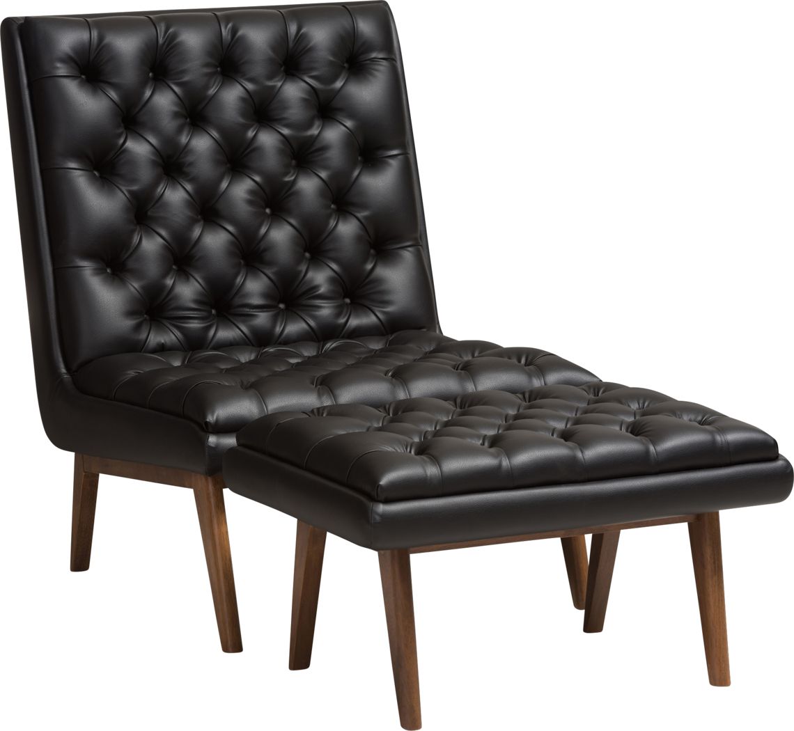 Minneha Black Accent Chair and Ottoman - Rooms To Go