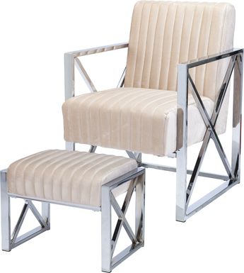 Moniteau Champagne Accent Chair With Ottoman