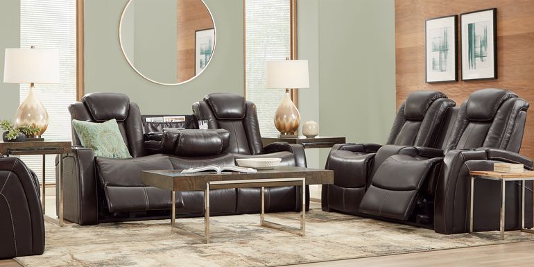 Moretti Brown Leather 8 Pc Dual Power Reclining Living Room