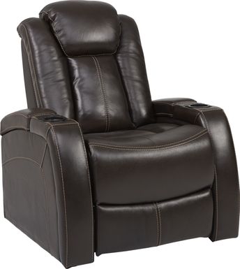 Moretti Brown Leather Dual Power Recliner