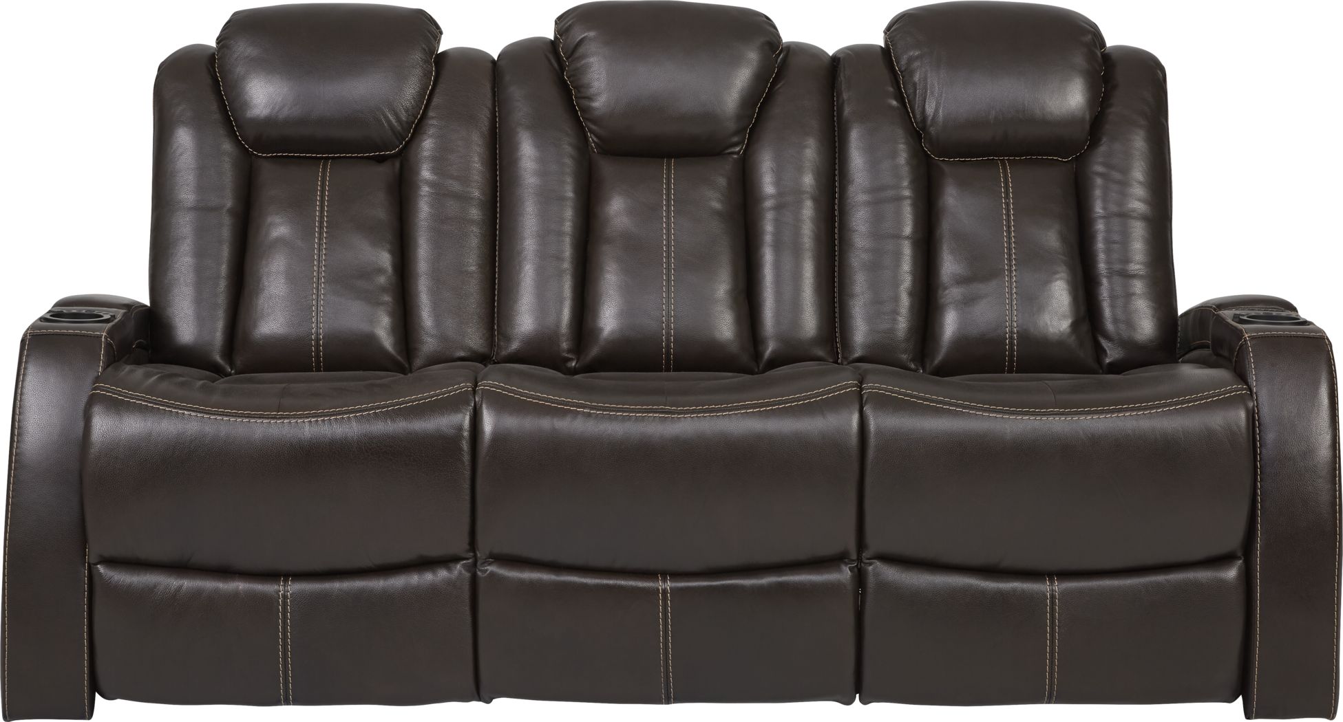 moretti chocolate leather dual power reclining sofa