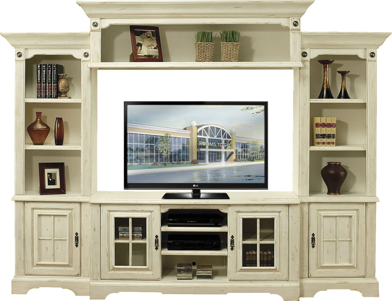 Mountain Bluff White 4 Pc Wall Unit Rooms To Go