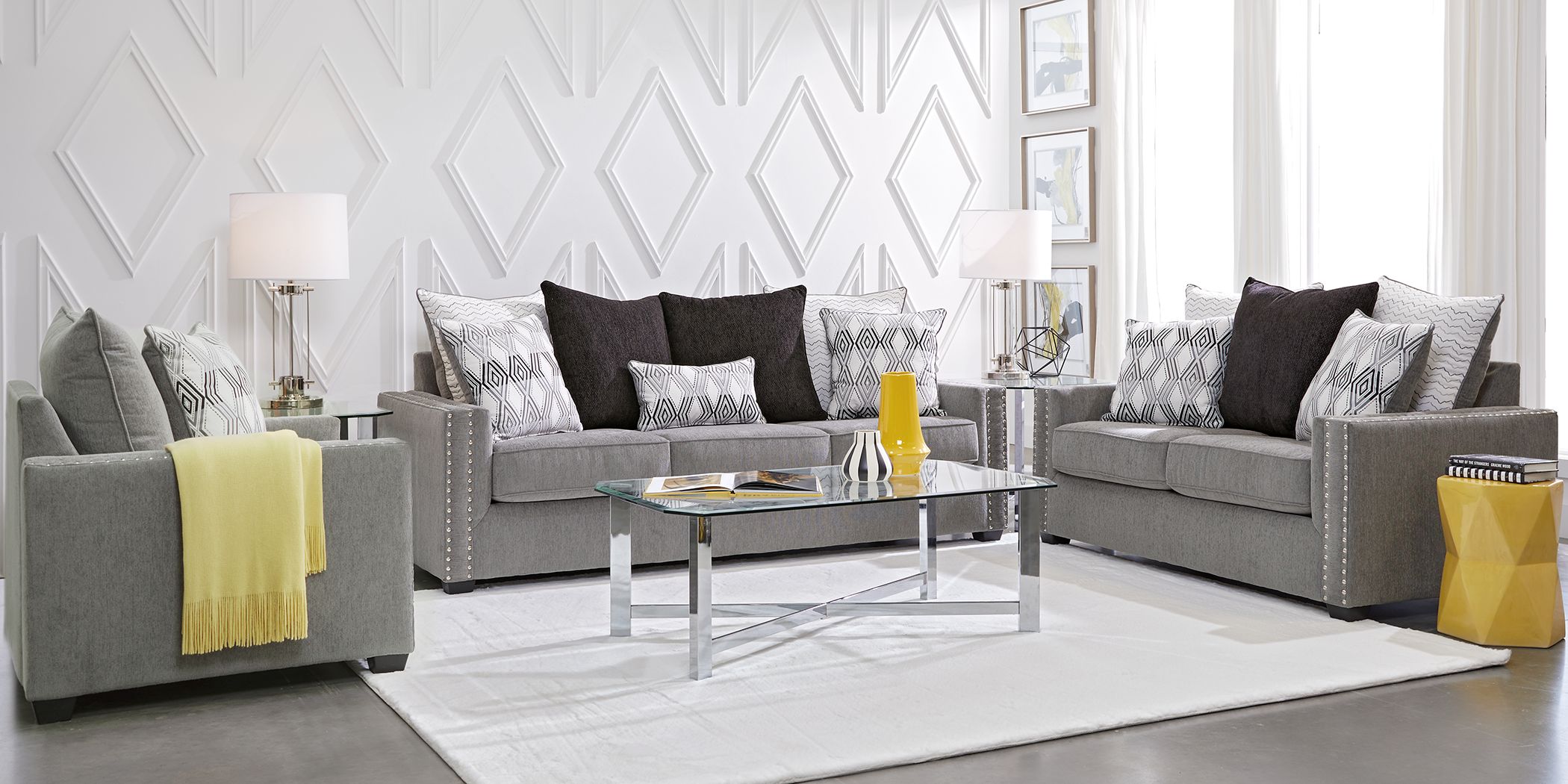 Https Roomstogocom Furniture Product Natalia Gray 8 Pc Living Room 1052095P