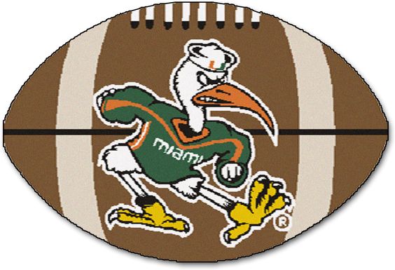 NCAA Football Mascot University of Miami 1'6" x 1'10" Rug