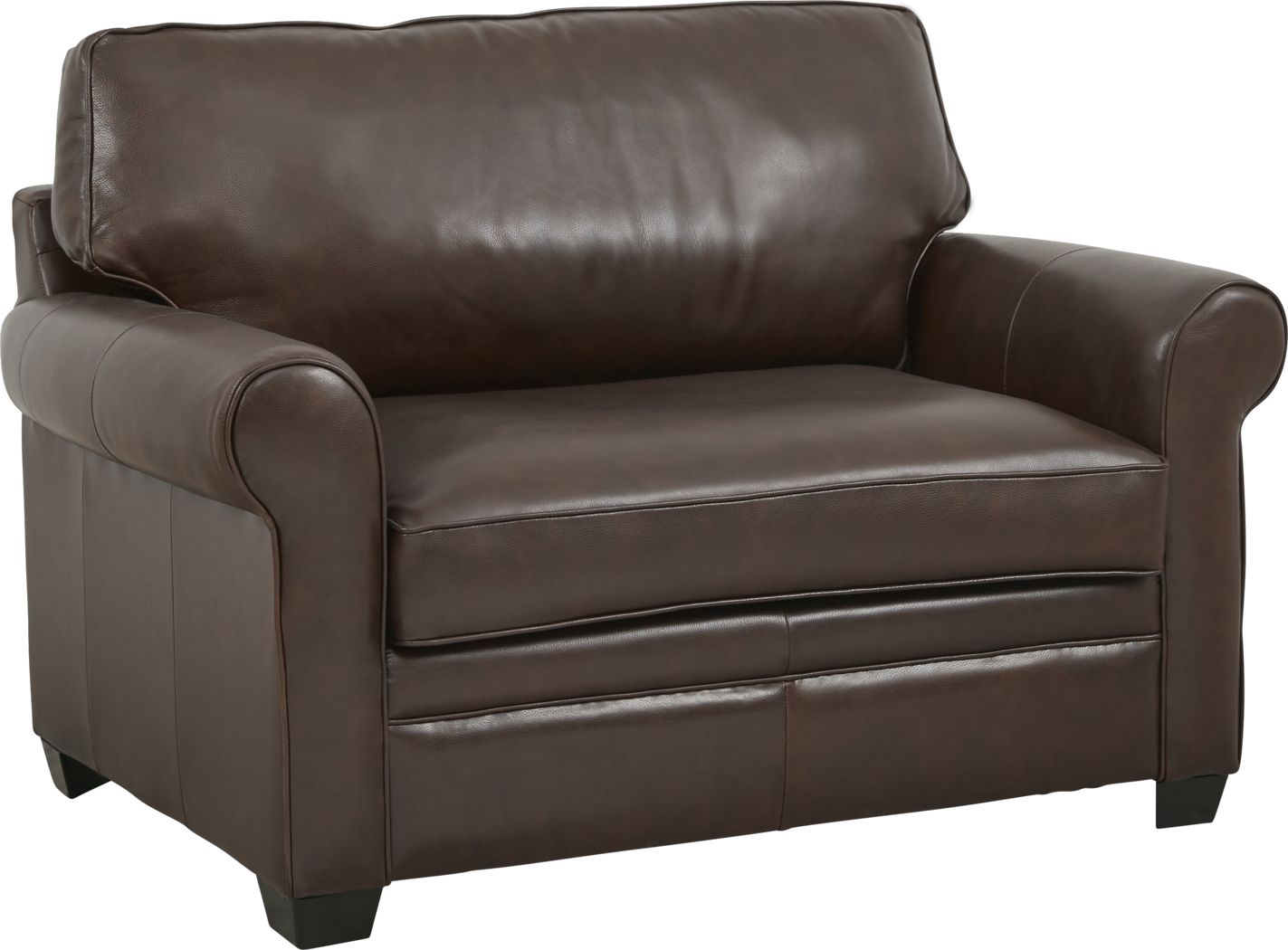 Nikola Place Walnut Leather Sleeper Chair - Rooms To Go