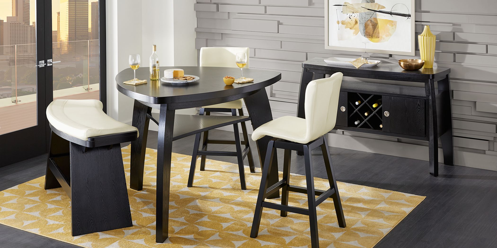 Noah Chocolate 4 Pc Bar Height Dining Room With Vanilla Barstools Rooms To Go