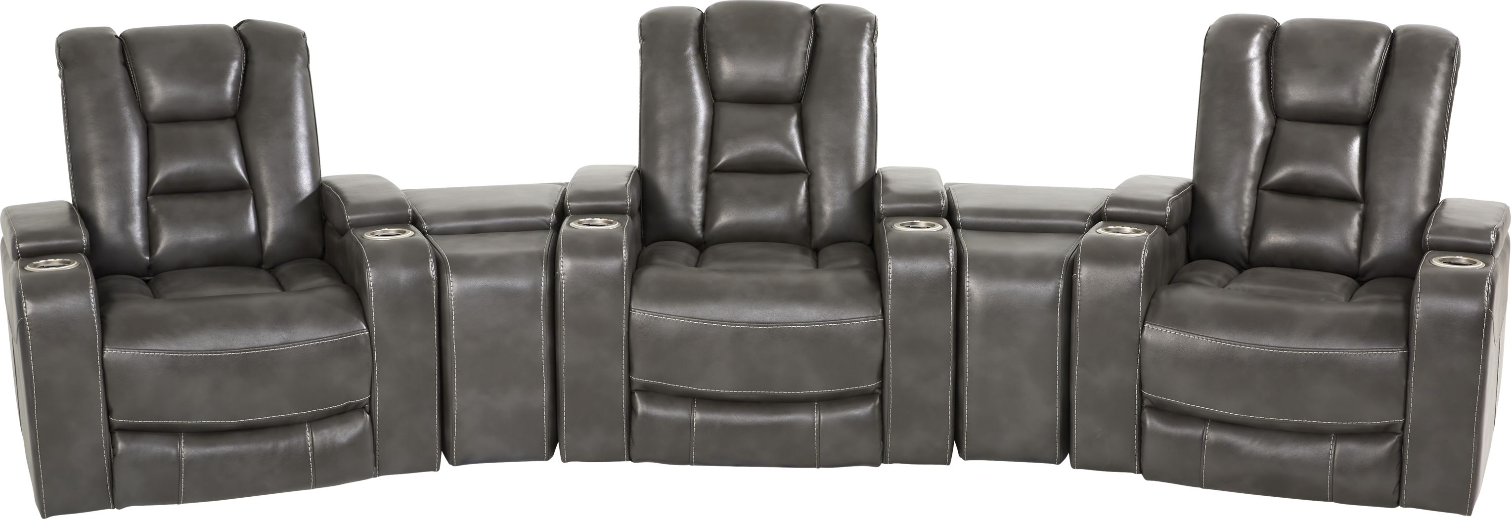 Novi Gray 5 Pc Dual Power Reclining Home Theater Sectional Rooms To Go