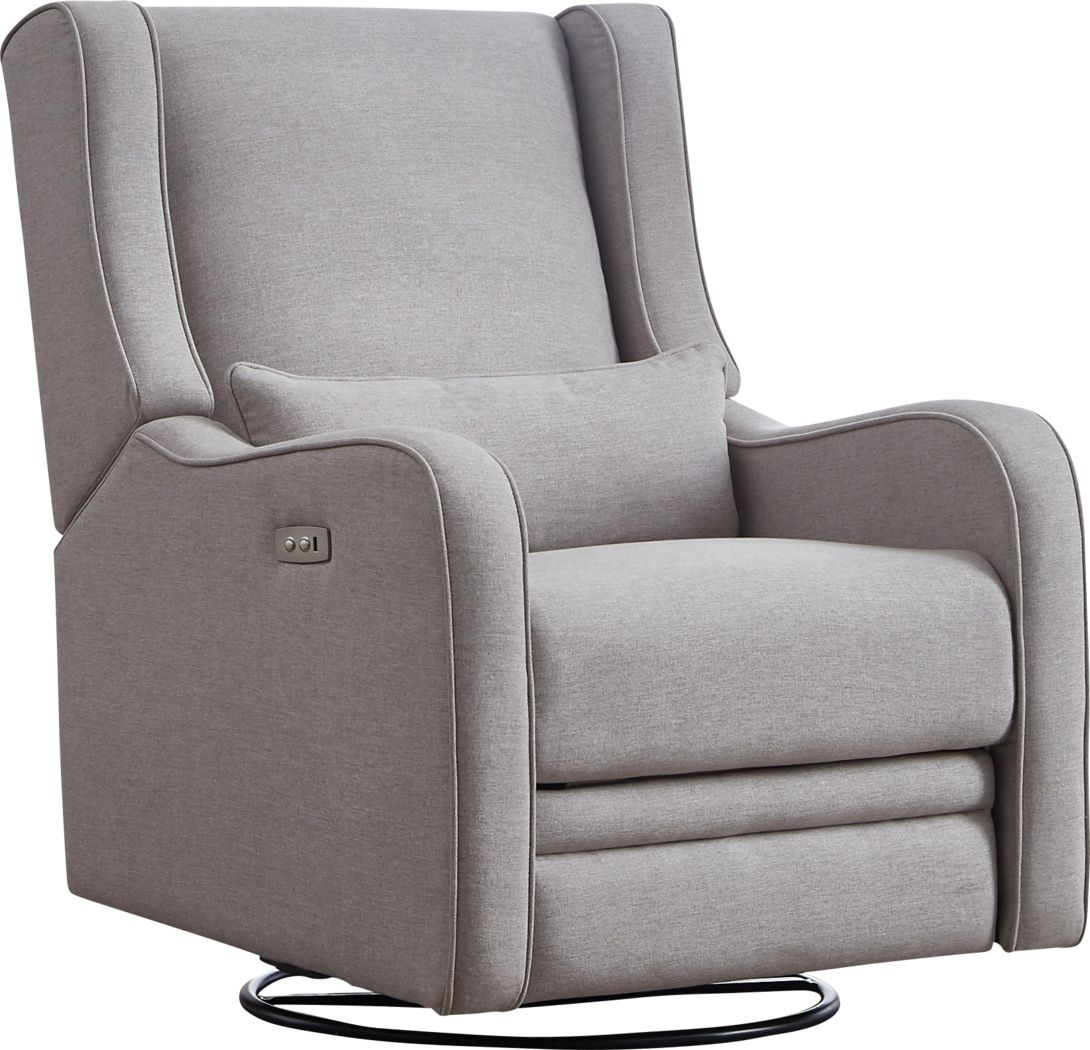 Nursery Tiernan Pewter Power Swivel Glider Recliner Rooms To Go