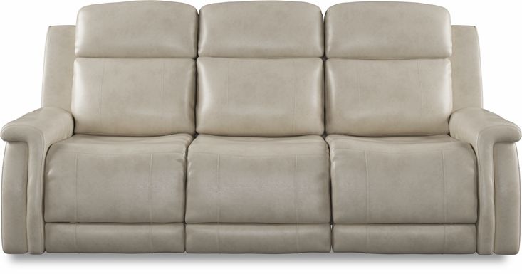 Orsini Beige Leather Dual Power Reclining Sofa