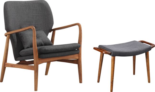 Otelia Black Accent Chair & Ottoman