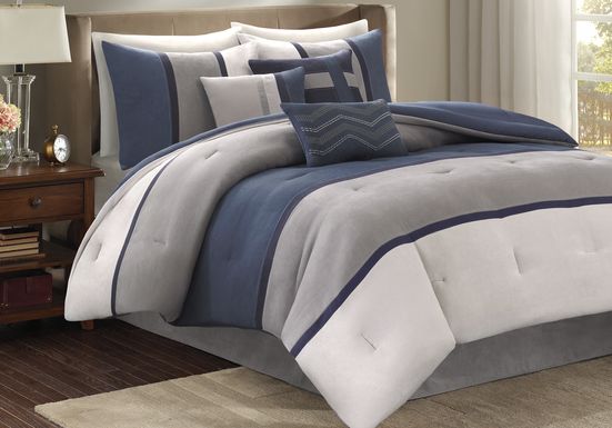 Palisades Blue 7 Pc Queen Comforter Set