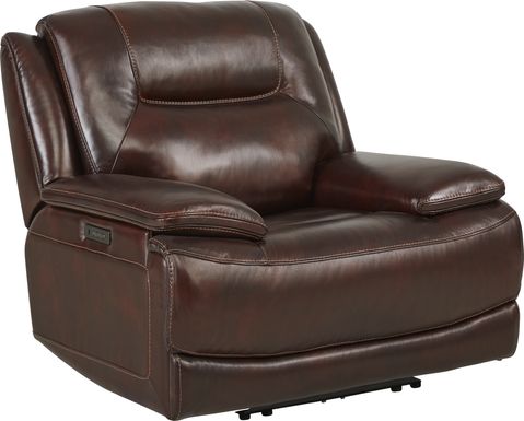 Palladino Brown Leather Dual Power Recliner