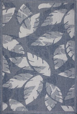 E by design RFN433BL15-23 Lavender Floral Print Indoor/Outdoor Rug Blue 2 x 3