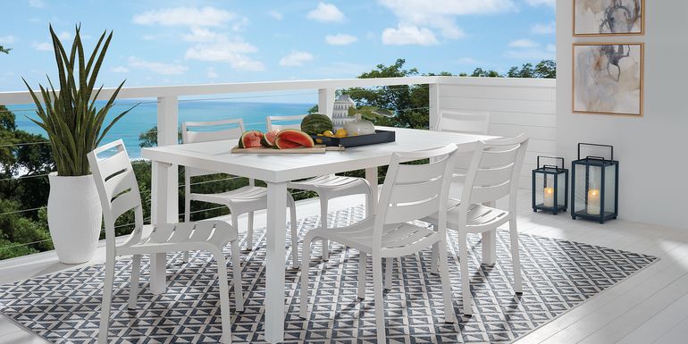 Park Walk White 7 Pc Rectangle Outdoor Dining Set
