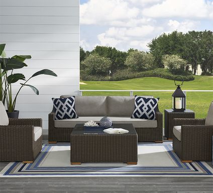 Patmos Brown 4 Pc Outdoor Seating Set with Mushroom Cushions