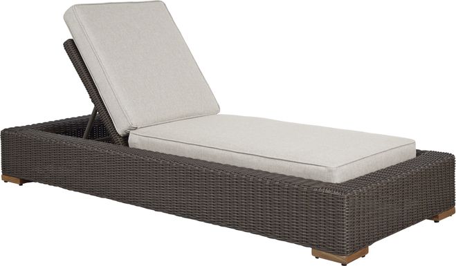 Patmos Brown Outdoor Chaise with Linen Cushions