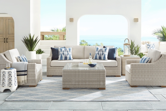 Patmos Gray Outdoor Sofa with Linen Cushions