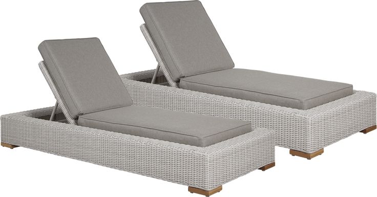 Patmos Gray Outdoor Chaise with Mushroom Cushions, Set of 2