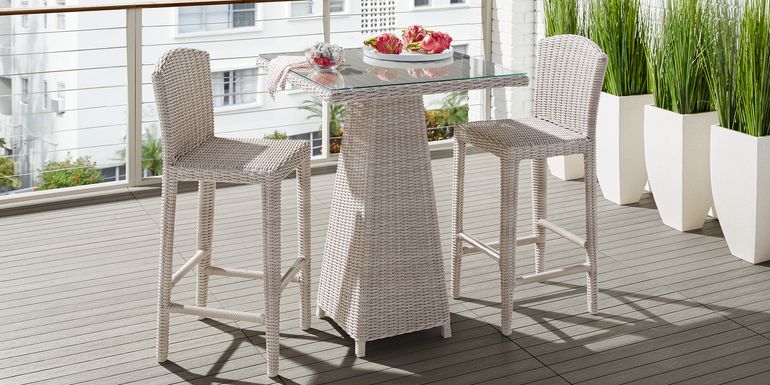 Patmos Gray Wicker 3 Pc 32 in. Square Bar Height Outdoor Dining Set