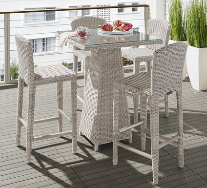 Patmos Gray Wicker 5 Pc 32 in. Square Bar Height Outdoor Dining Set