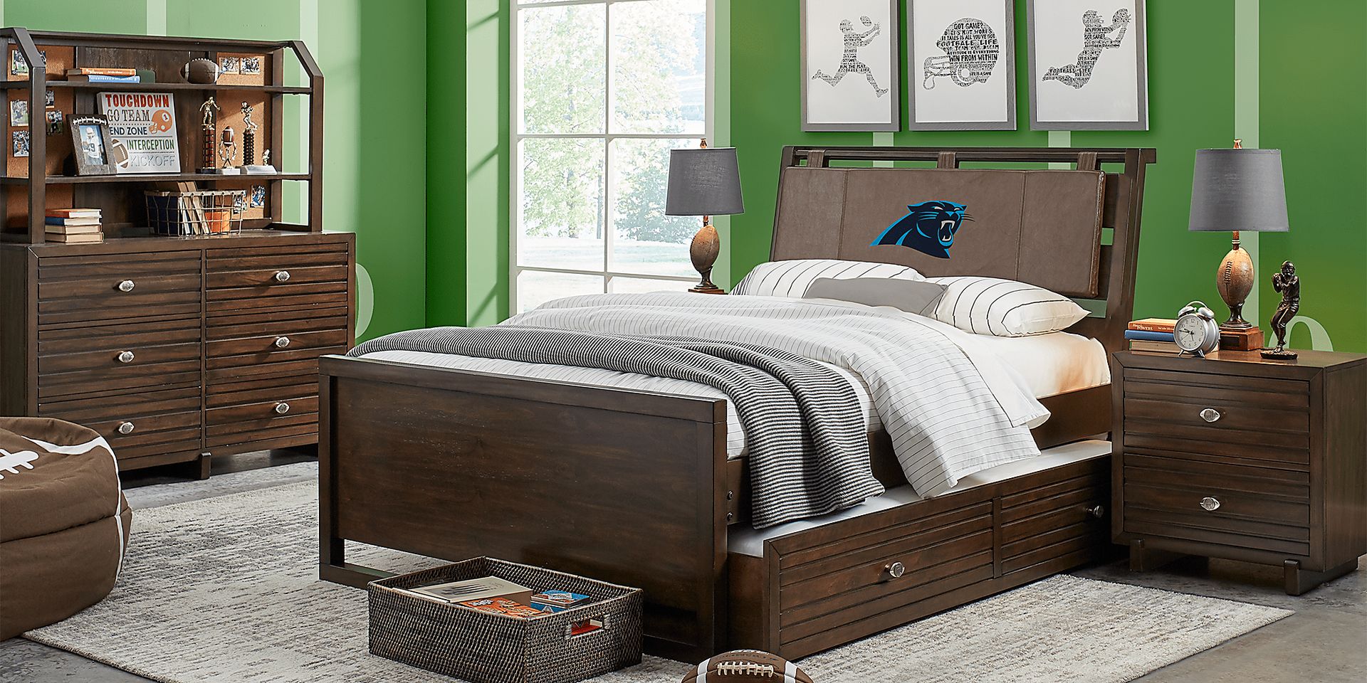NFL 1st & Goal Carolina Panthers Brown 5 Pc Full Panel Bedroom - Image 1