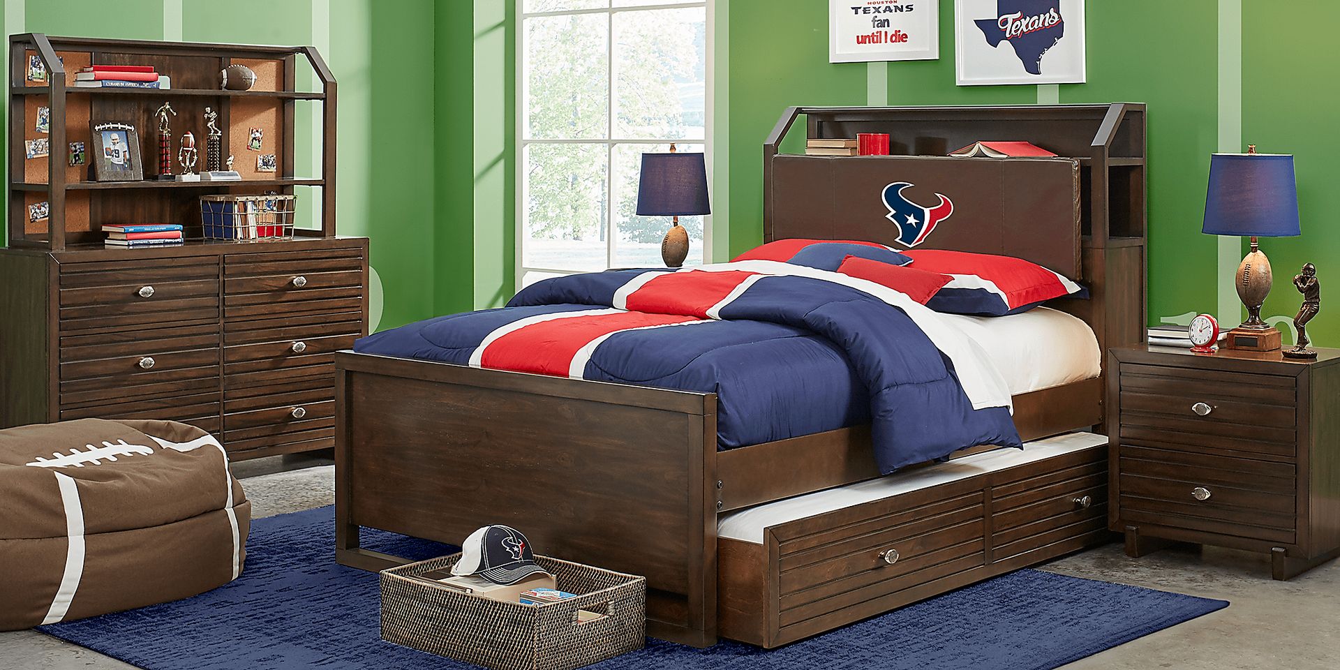 NFL 1st & Goal Houston Texans Brown 5 Pc Full Bookcase Bedroom - Image 1