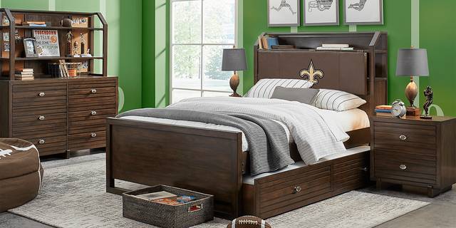 NFL 1st & Goal New Orleans Saints Brown 5 Pc Full Bookcase Bedroom - Thumbnail - Image 1