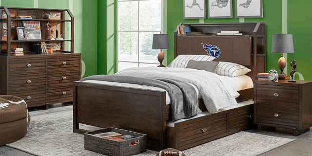 NFL 1st & Goal Tennessee Titans Brown 5 Pc Full Bookcase Bedroom - Thumbnail - Image 1