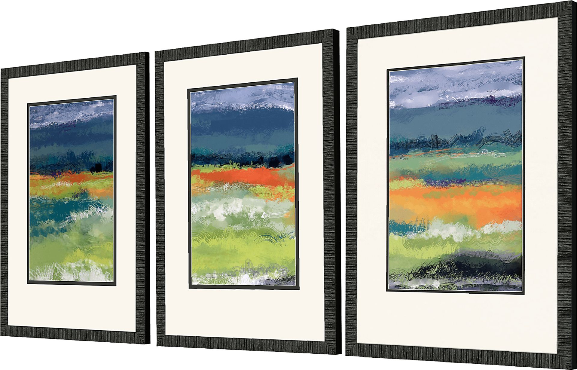 A Day of Clouds Blue Framed Artwork, Set of 3 - Image 3