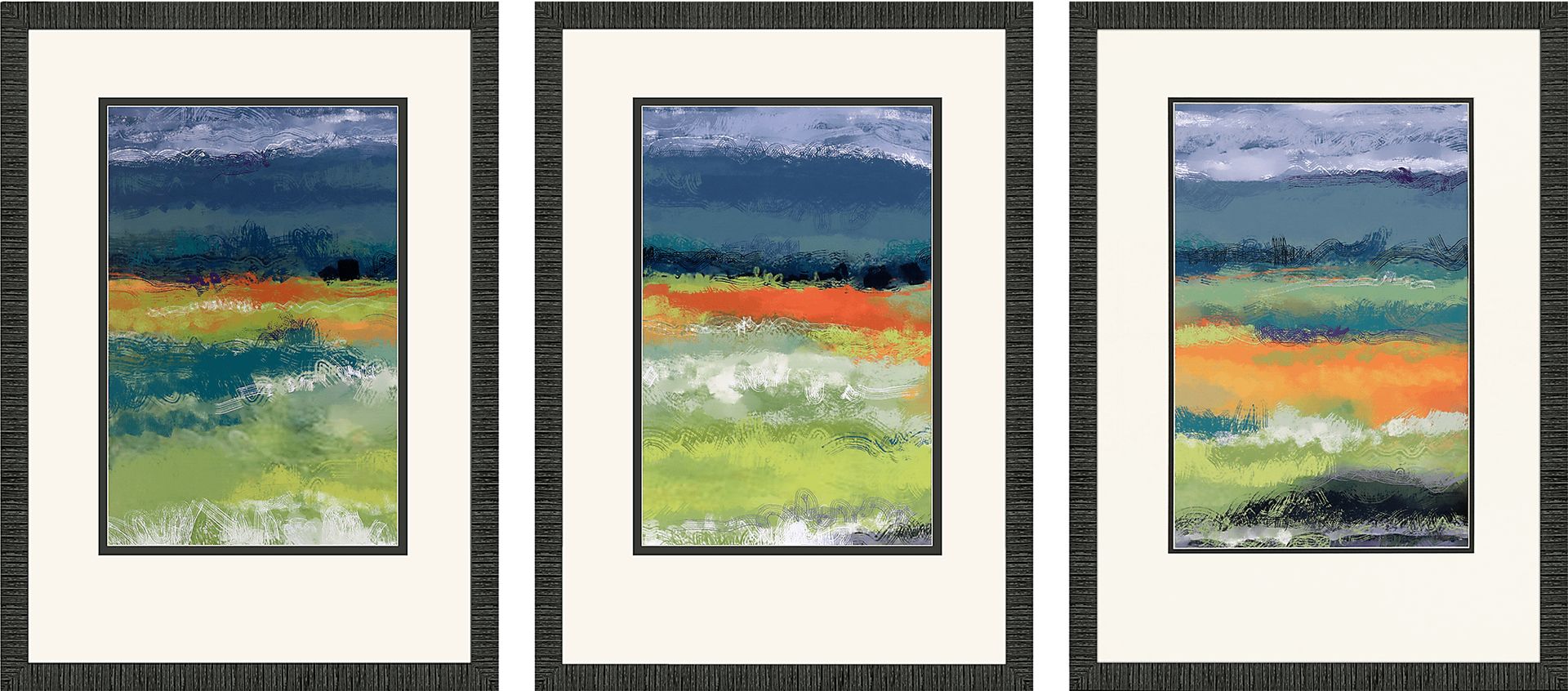A Day of Clouds Blue Framed Artwork, Set of 3 - Image 1