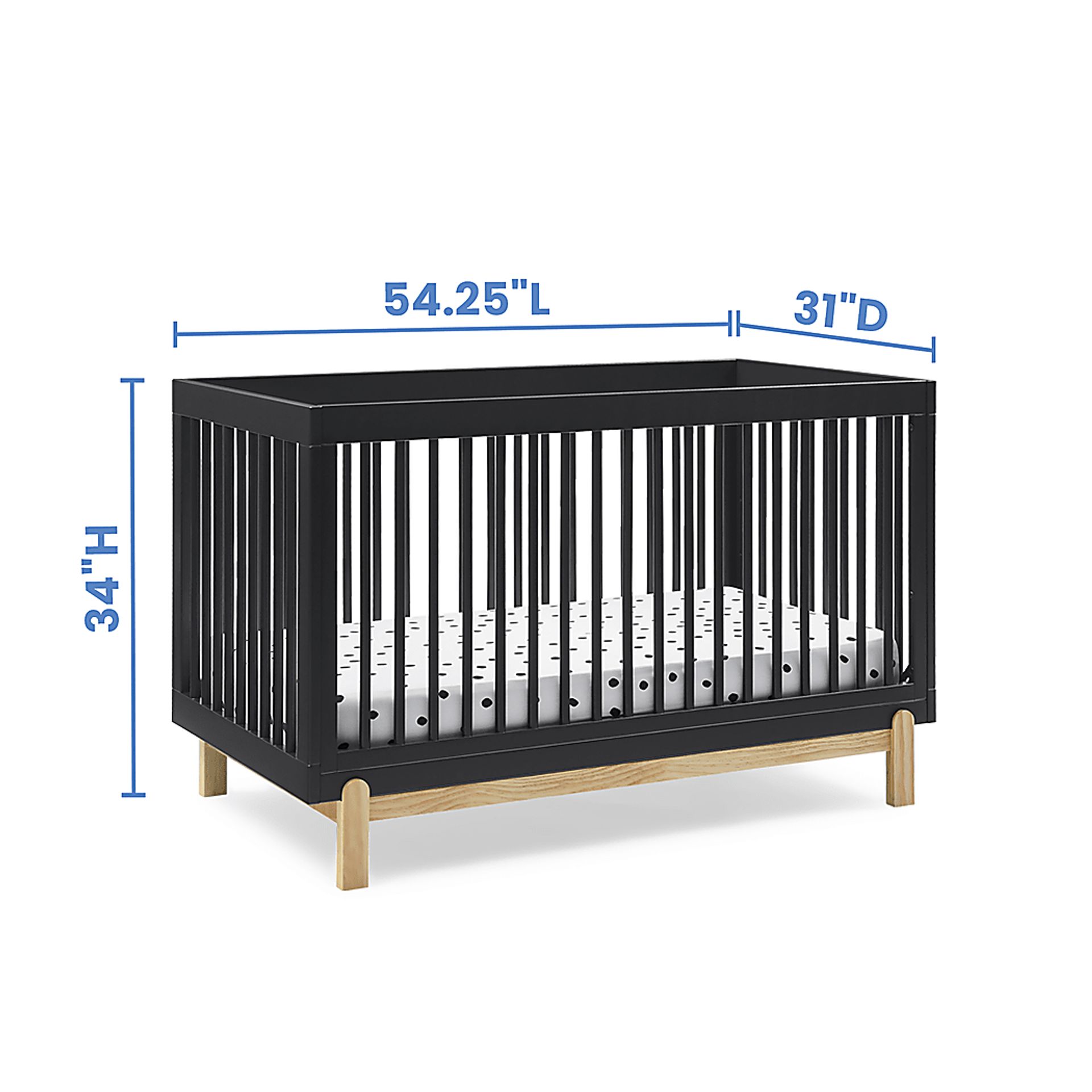Kids Aadi Charcoal Convertible Crib - Image 3