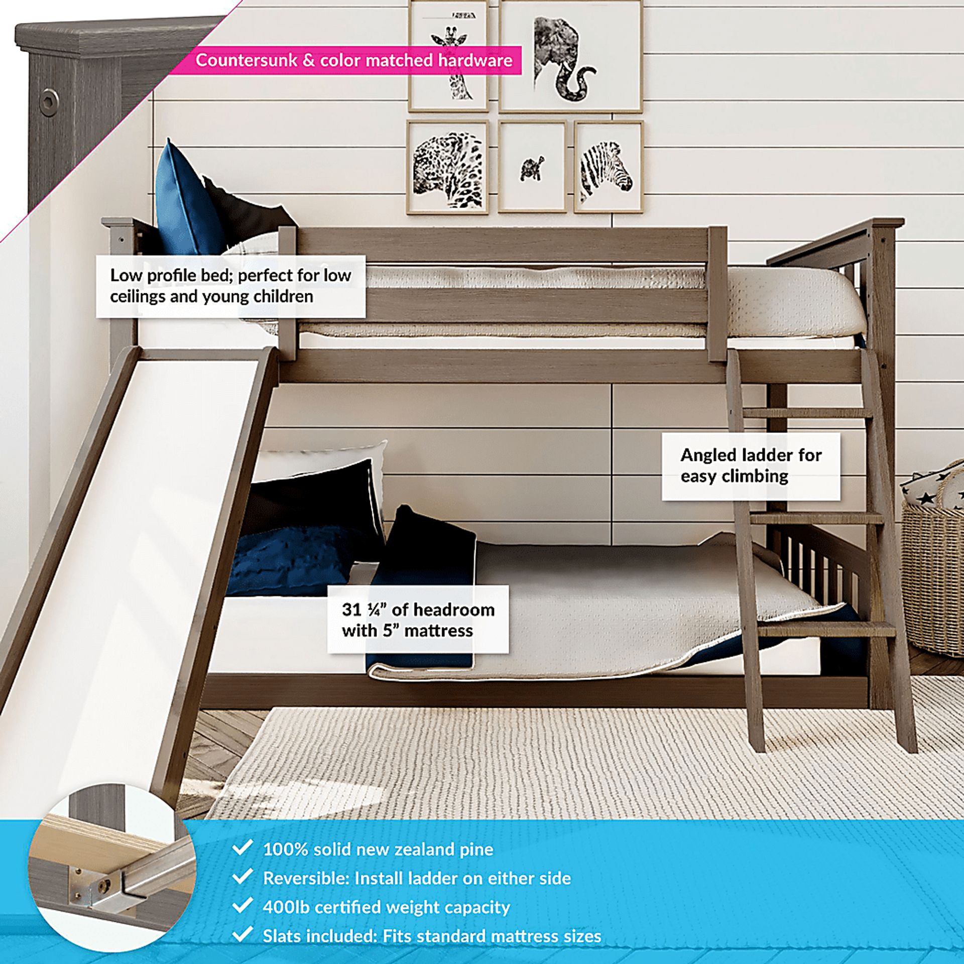 Kids Aalam Brown Twin/Twin Low Bunk Bed - Image 2
