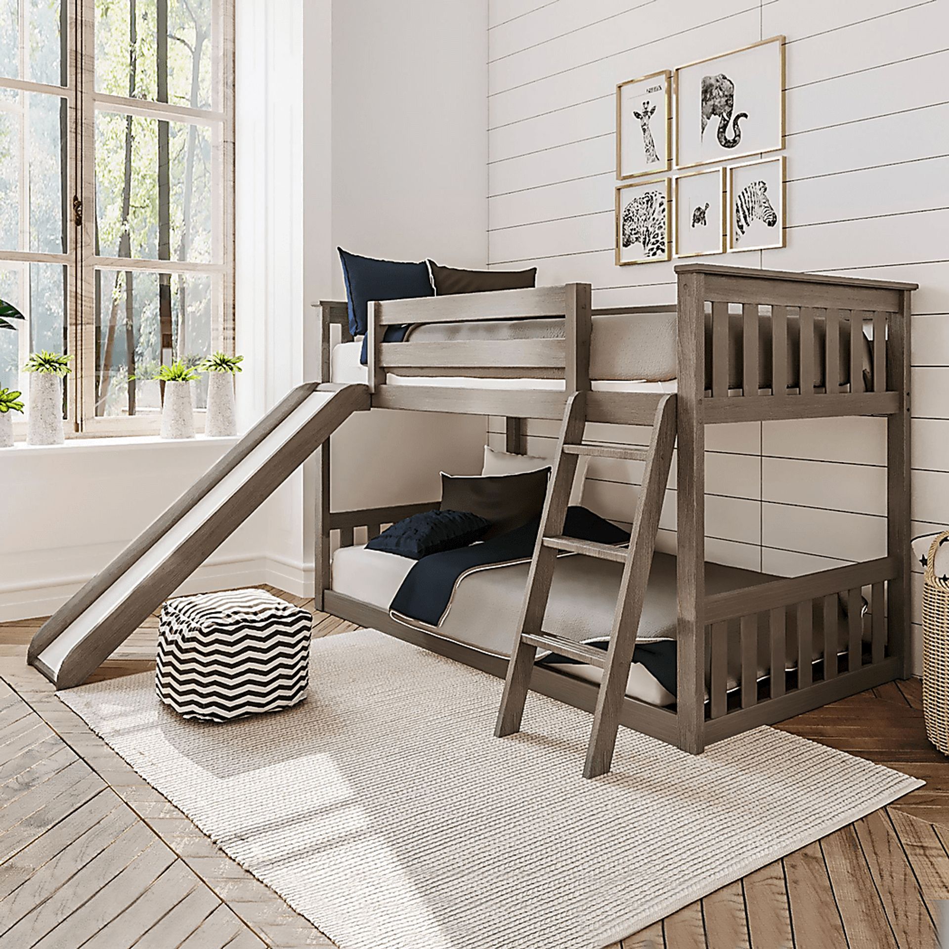 Kids Aalam Brown Twin/Twin Low Bunk Bed - Image 1
