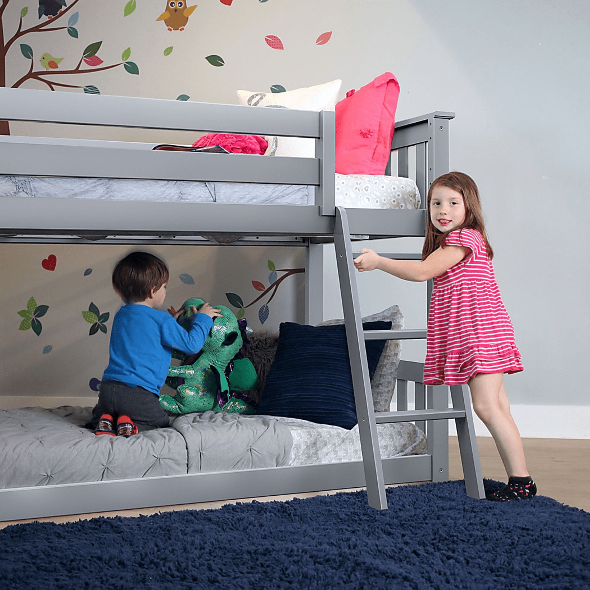 Kids Aalam Gray Twin/Twin Low Bunk Bed - Image 5