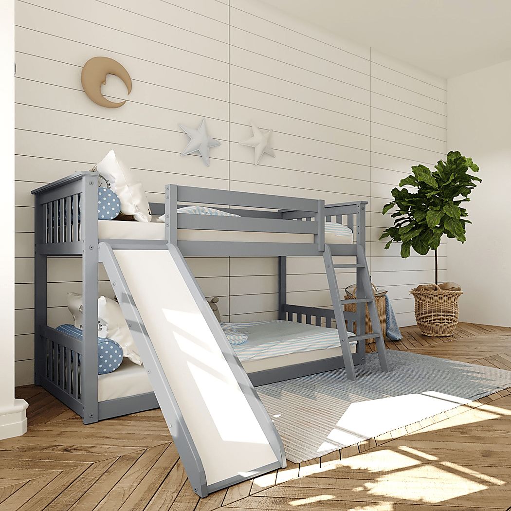 Kids Aalam Gray Twin/Twin Low Bunk Bed Rooms To Go