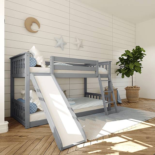 Kids Aalam Gray Twin/Twin Low Bunk Bed - Thumbnail - Image 1