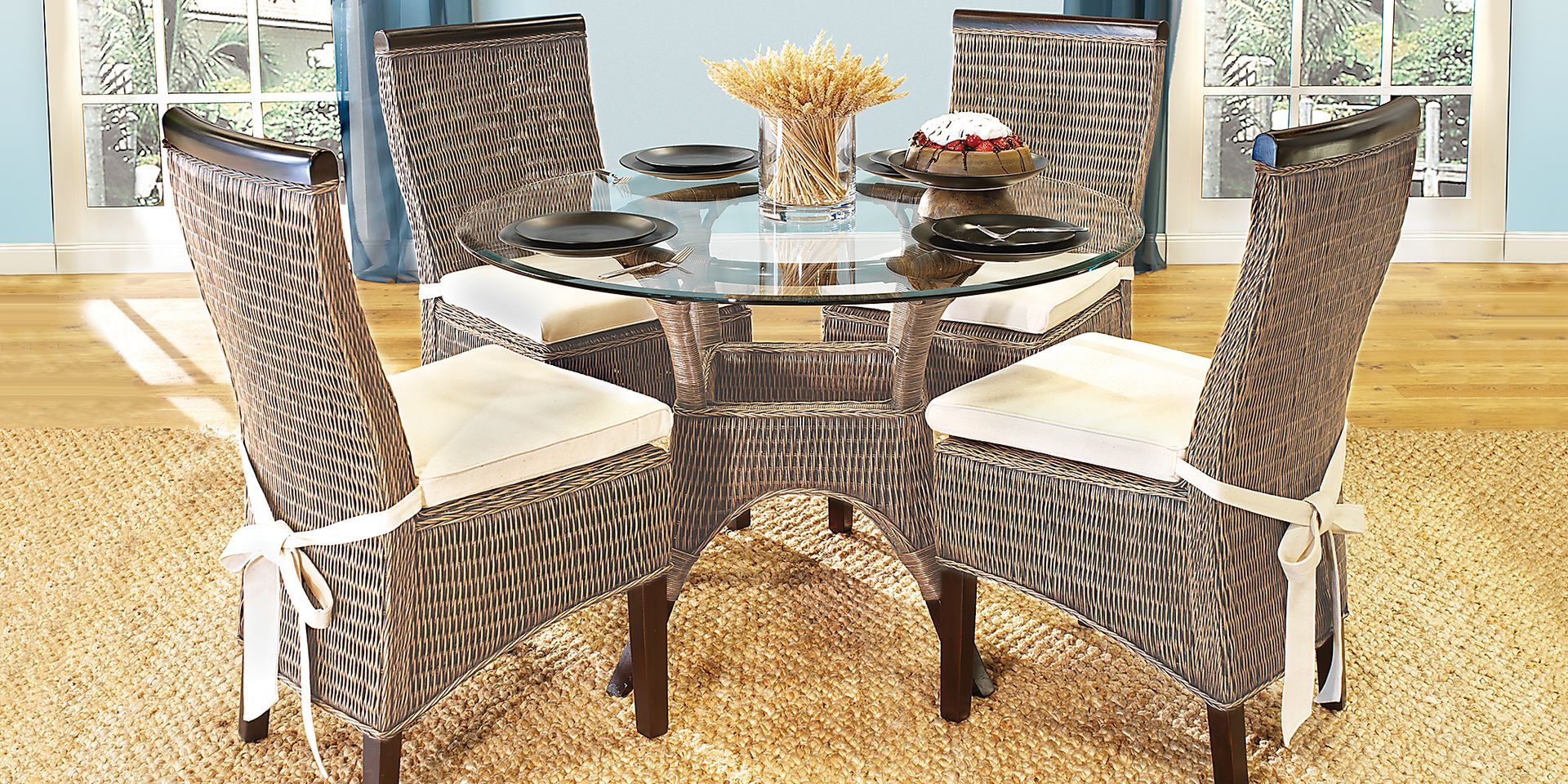 Abaco Rattan 5 Pc Round Dining Room - Image 1