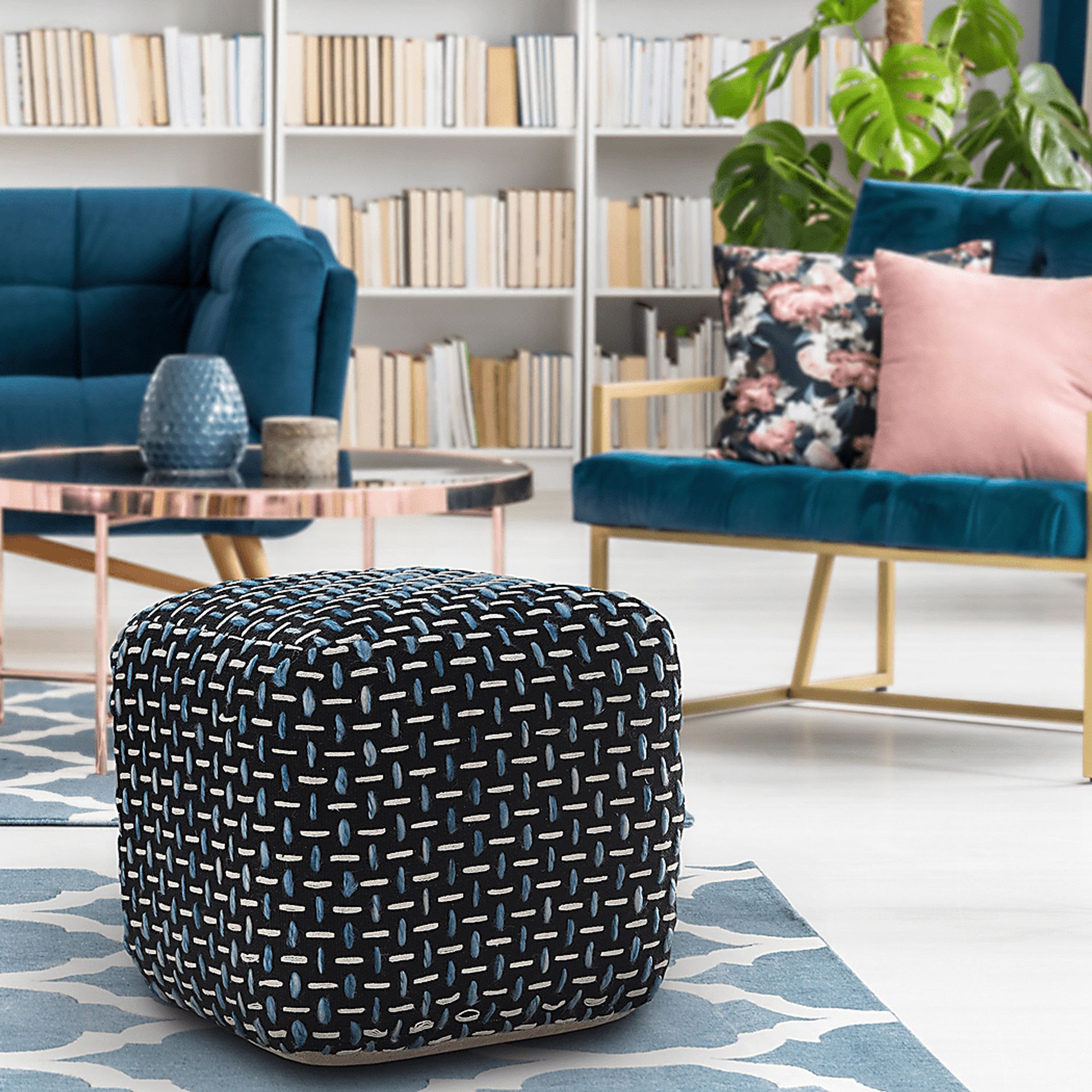 Abanela Blue Pouf - Image 3