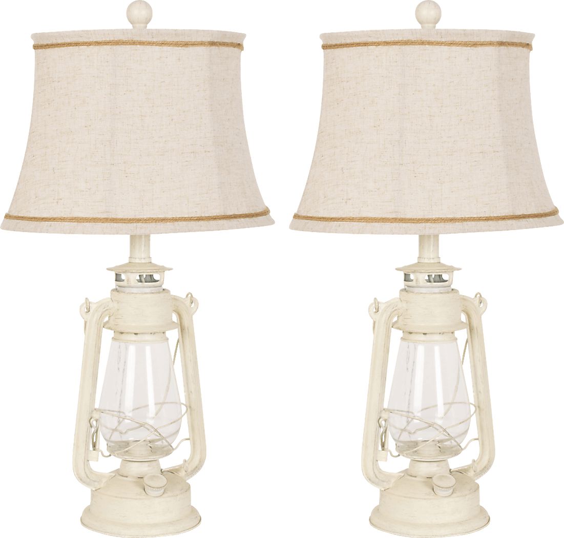 Abanico Court White Table Lamps, Set of 2