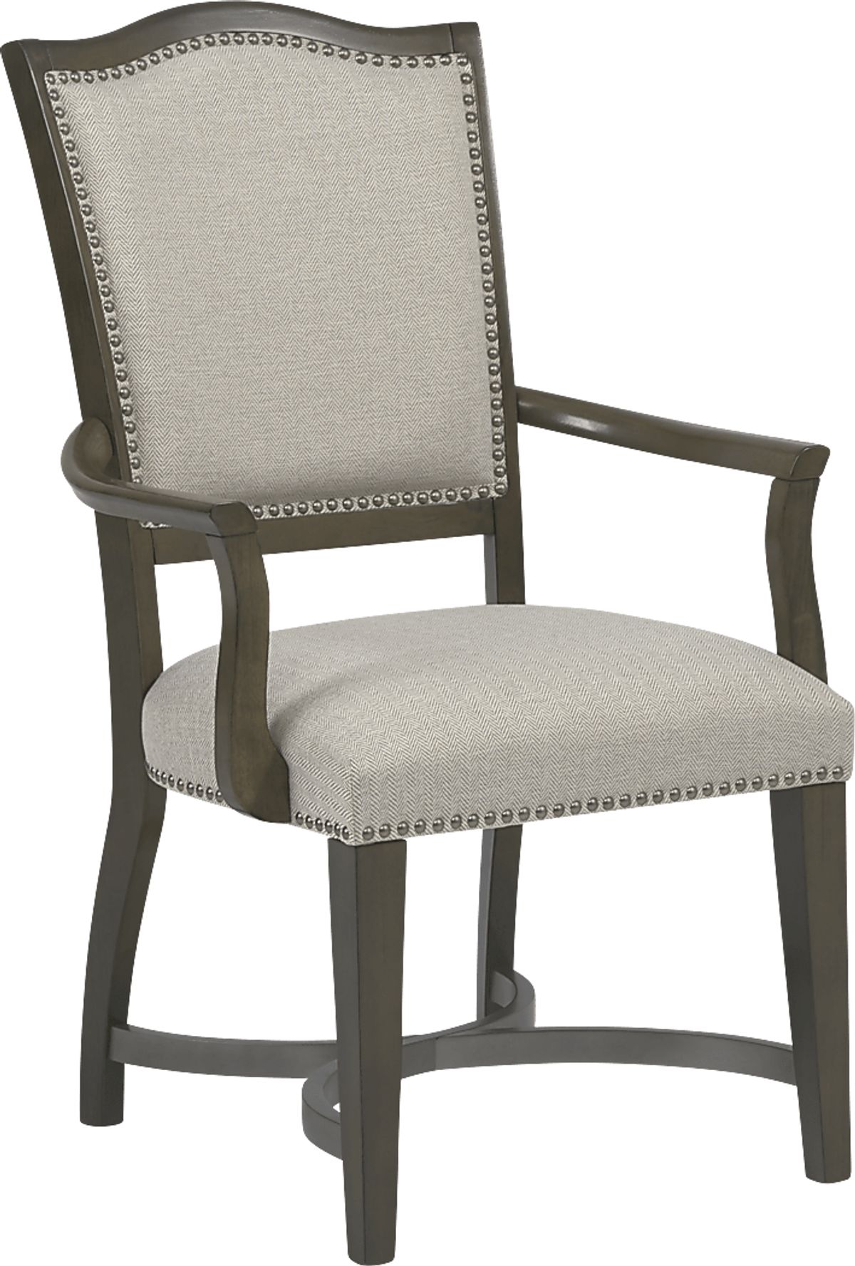 Abbey Court Brown Dark Wood Beige Arm Chair Rooms to Go