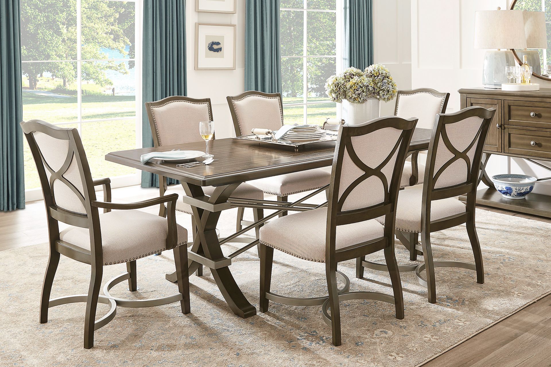 Abbey Court Brown 7 Pc Dining Room - Image 1
