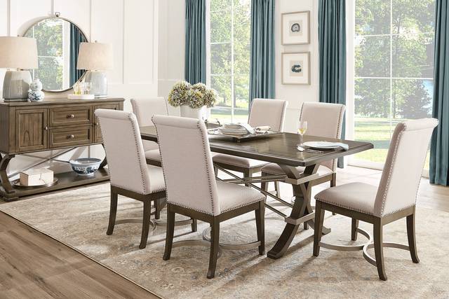 Abbey Court Brown 8 Pc Dining Room - Thumbnail - Image 1