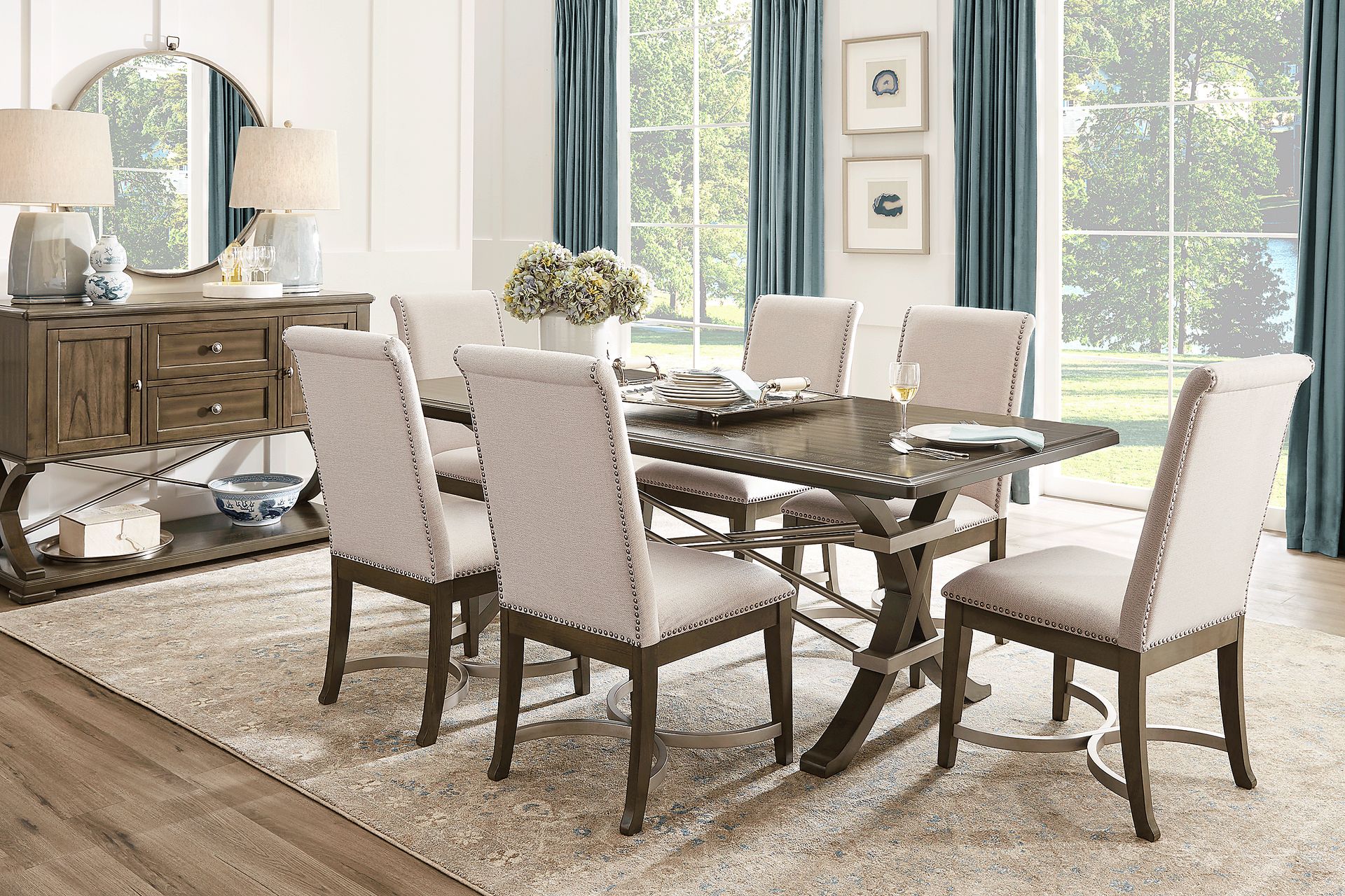 Abbey Court Brown 8 Pc Dining Room - Image 1