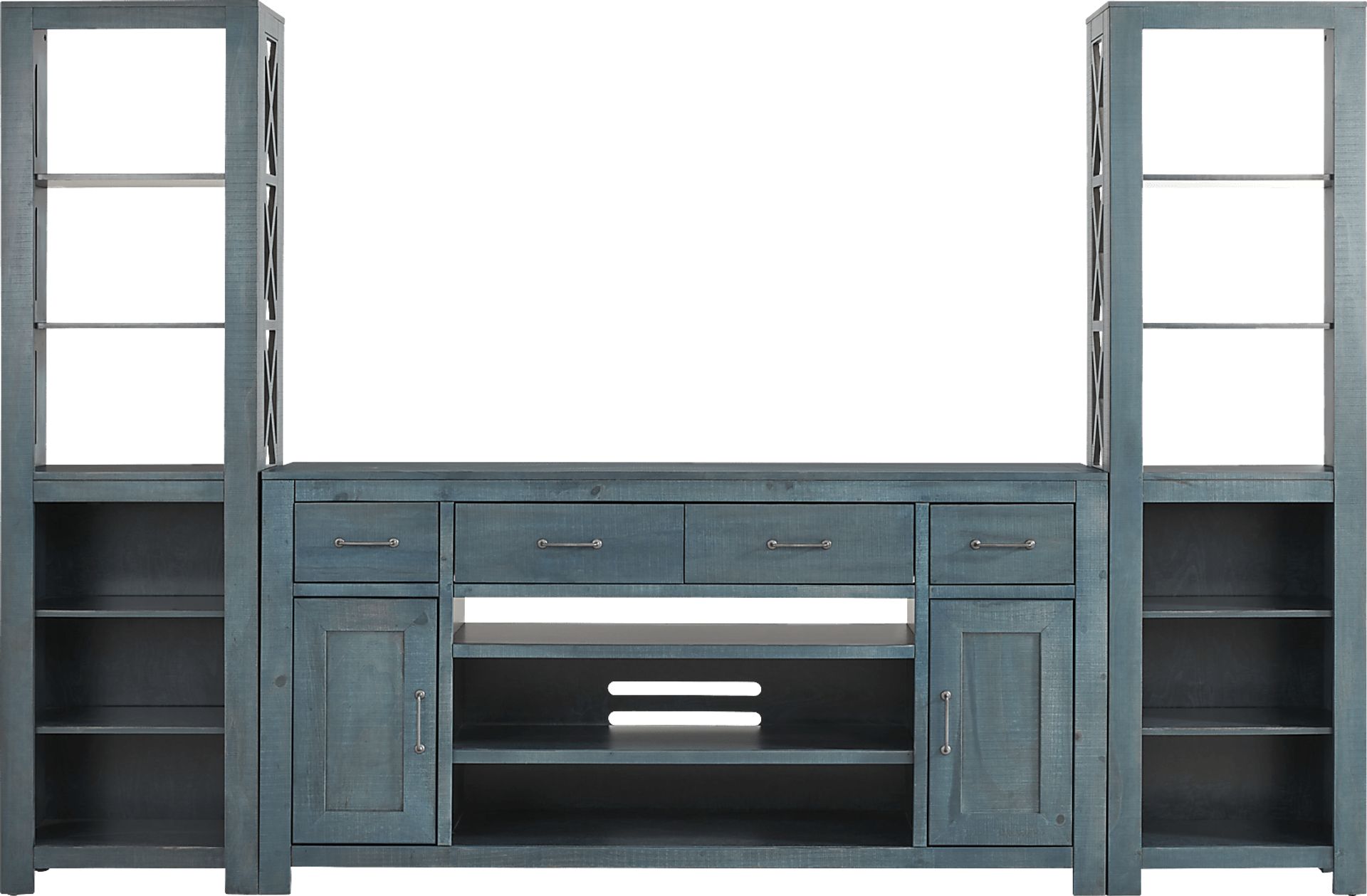 Abbey Springs Blue 3 Pc Wall Unit with 77 in. Console - Image 1